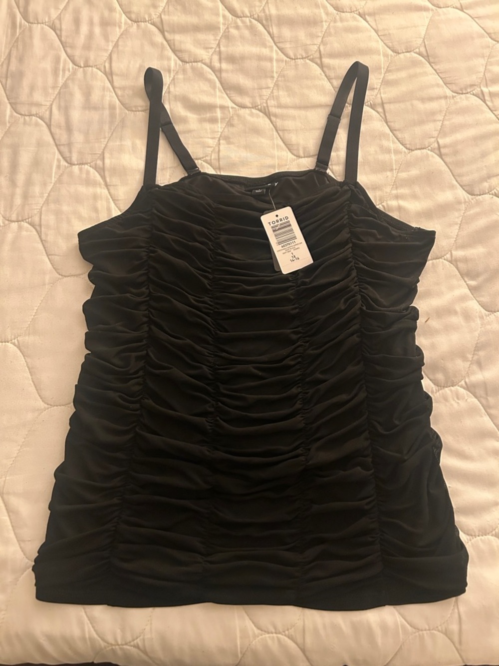torrid Black Ruched Camisole with Adjustable Straps